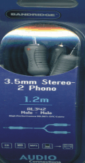 Propojovací kabel 3,5 mm stereo jack konektor - 2x RCA phono jack